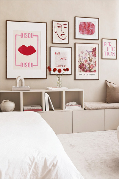 no77decor 6 Parça Bısou Temalı Siyah Çerçeve Görünümlü Tablo Seti