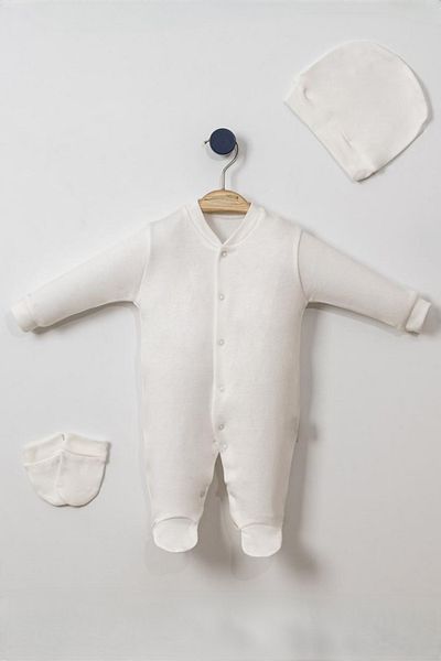 Cherub Baby 100% Cotton Plain Jumpsuit with Gloves and Hat Baby Rompers Set