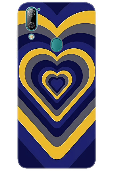 CASPER Via A4 Uyumlu Kılıf Desen Baskılı Silikon Sarı Lacivert Kalp STK:1003 CP-RfUTCXf