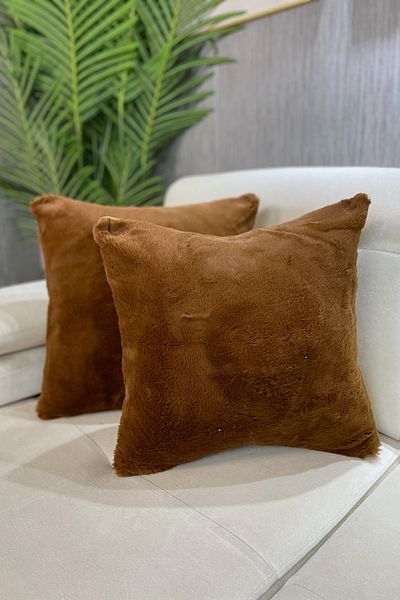 Paris Life Rabbit Plush Throw Pillow Cover - Bitter Brown (1 Piece)