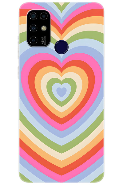 CASPER Via F20 Uyumlu Kılıf Desen Baskılı Silikon Renkli Kalpler STK:1019 CP-...