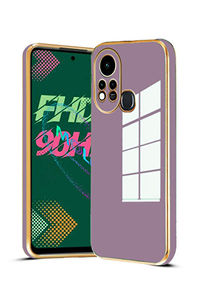 Molly İnfinix Hot 11s İçin Lila Kenarları Gold Detaylı Lüks Silikon Kılıf