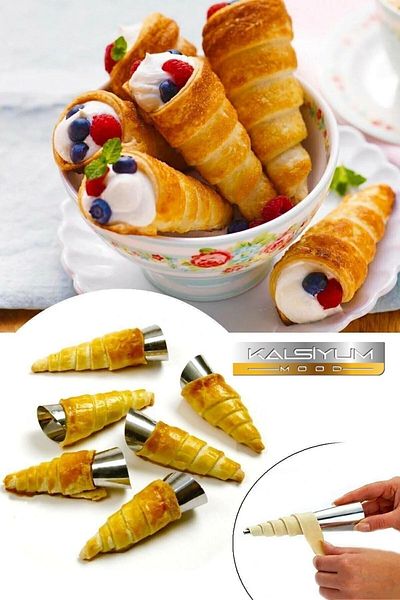 Kalsiyum Mood Dough Portioner 1 Lt Pancake Dough Pudding Dispenser + 6-Piece Lux Steel Corneo Mold Milföy Mold