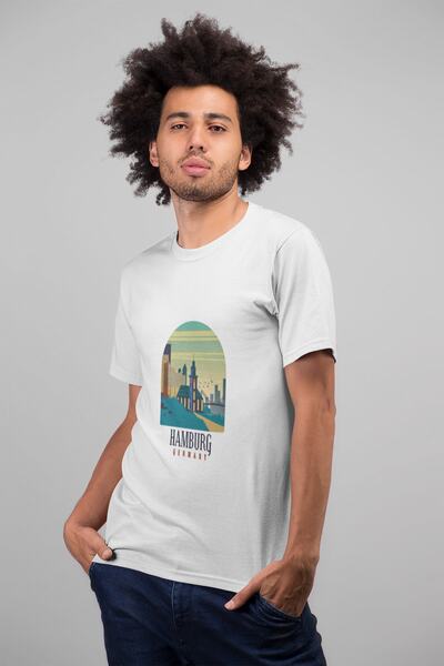 ErTaPassage White Hamburg Printed Men's T-shirt - T7250662