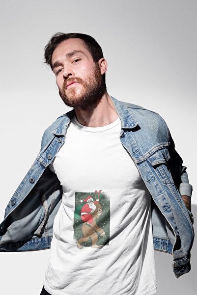 ErTaPassage Moș Crăciun alb cu imprimeu Bărbați tricou - T4187898