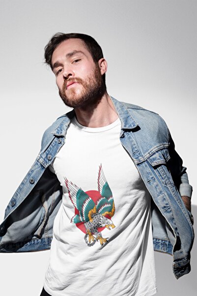 ErTaPassage Vultur cu lanț alb cu imprimeu Bărbați tricou - T1992231