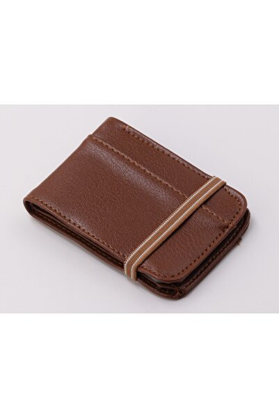 Karalı Deri Lastikli Kartvizit - Kahverengi