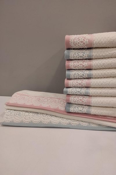 Özdilek Pink-mint Evony Towel Hand Face Towel Set of 6