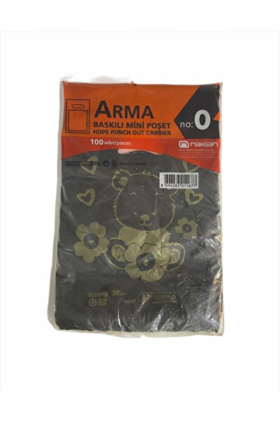 NAKSAN Arma Baskılı Siyah Mini Poşet No:0 100 Adet