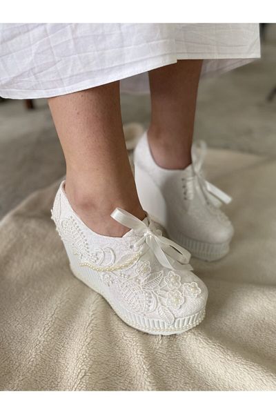 ESLEM AYAKKABI Women's Wedge Heel Comfortable Wedding Dress Shoes Esl06