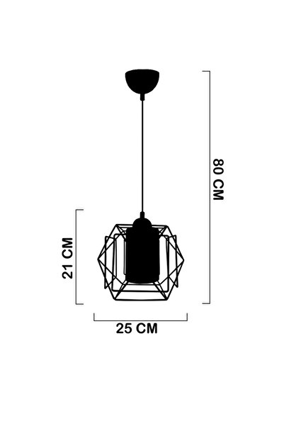 MŞ Aydınlatma Titan Siyah Tekli Avize Bal Camlı