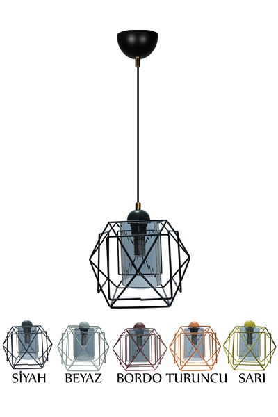 MŞ Aydınlatma Titan Black Single Chandelier with Smoked Glass