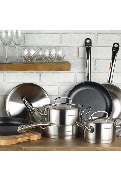 KORKMAZ Proline 9 Piece Cookware Set - Convenient and Practical