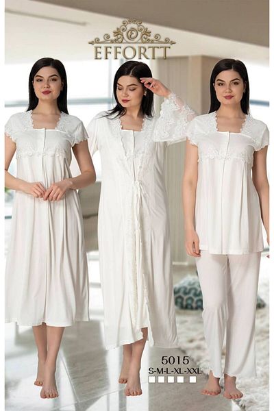 Effort Pijama مجموعة من 4 قطع للحوامل من إفورت 5015 إكرو مع ياقة وأكمام وأربطة