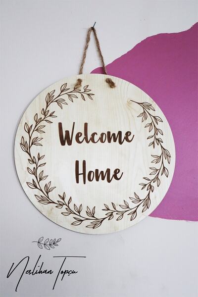 NT Handmade Ξύλινο Welcome Home Στρογγυλό Διακοσμητικό Τοίχου - Διακοσμητικό ...