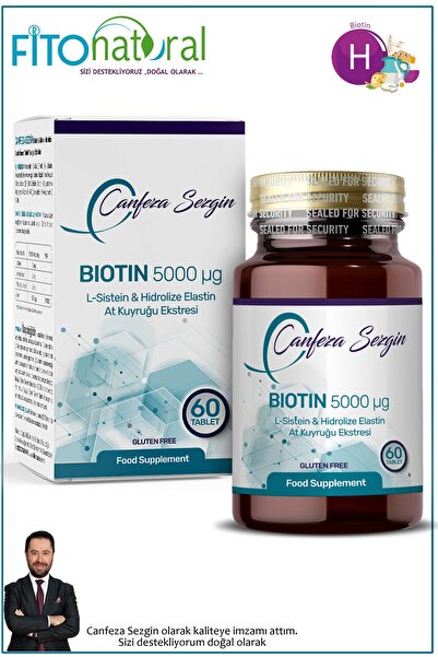 Canfeza Sezgin BIOTIN 60 Tablet 5000 µg L-Sistein & Hidrolize Elastin & At Kuyruğu Ekstresi