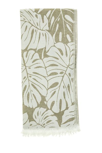 rosa bianca Missi Green Palm Leaf Cotton Peshtemal