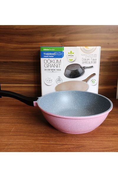 ThermoAD Almanar Granite 28 Cm Wok Pan Pink