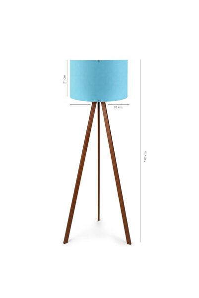 Art&Gift Mavi Ahşap Tripod Lambader