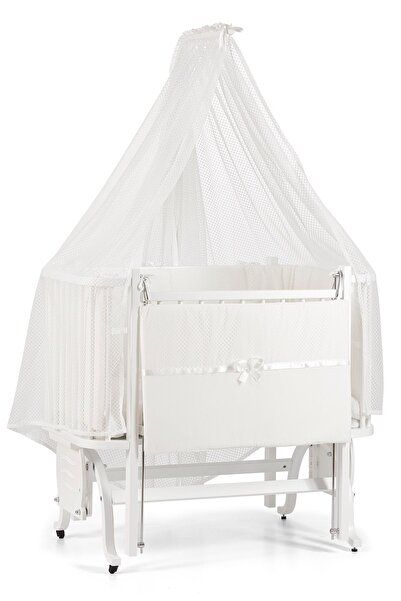Meltem Smart Mood Anne Yanı Ahşap Sallanır Beşik 50x90 Cm (BEYAZ-EKRU)