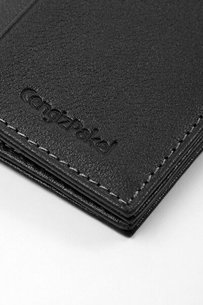 CENGİZ PAKEL Hakiki Deri Erkek Kartlık Siyah-2305t