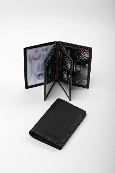 CENGİZ PAKEL Hakiki Deri Erkek Kartlık Siyah-2305t