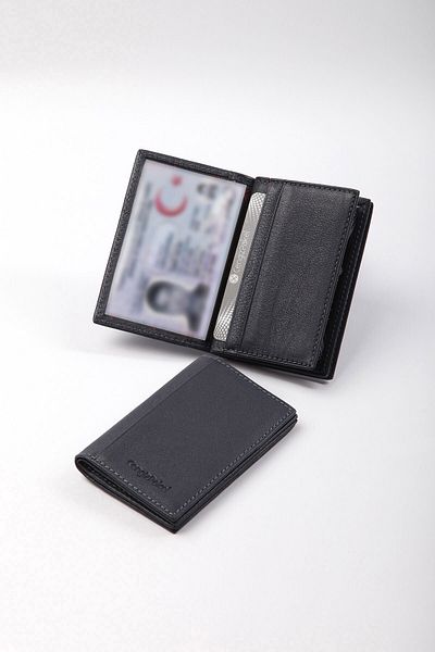 CENGİZ PAKEL Genuine Leather Men's Card Holder Navy Blue-2305t