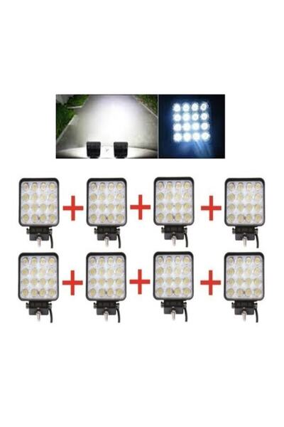 Genel Markalar 8 Adet Off Road Beyaz Işık Sis Farı Lambası 16 Led Kare 12-24v...