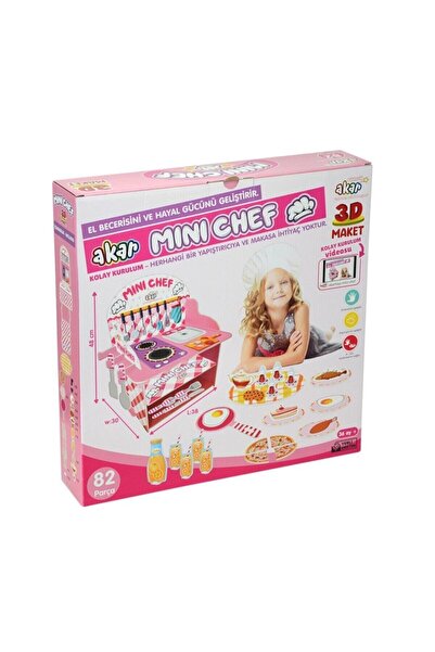 DZC KUZENLER AVM Akar 3d Maket Puzzle Mini Şef Mutfak Oyuncak 82 Parça