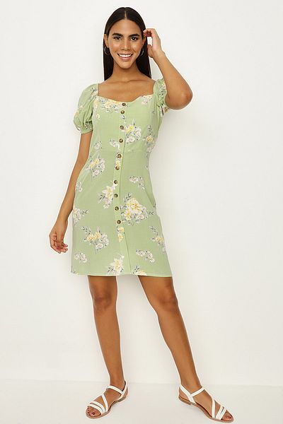 Select Moda Rochie de damă, verde deschis, cu mâneci cu bule