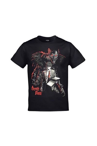 Orijin Tekstil Death Note Front and Back Printed Unisex Black Tshirt