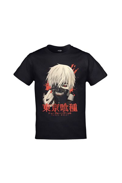 Orijin Tekstil Tokyo Ghoul Anime Printed Unisex Black T-shirt