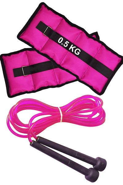 Jet Greutate pentru mâini și glezne 2x0,5 kg Set de greutăți pentru sac de nisip Jump Rope Fitness Instrument roz