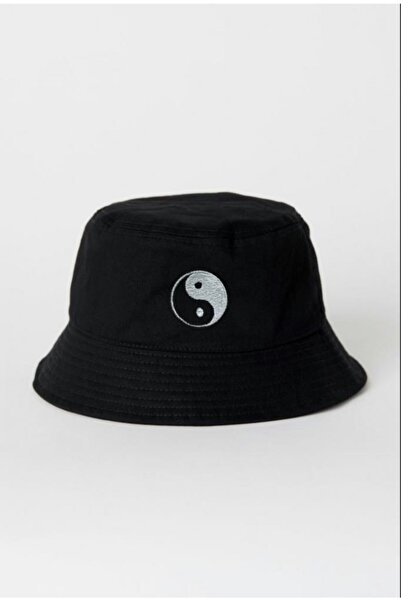 Buka Shops Siyah Yinyang Desen Balıkçı Bucket Şapka