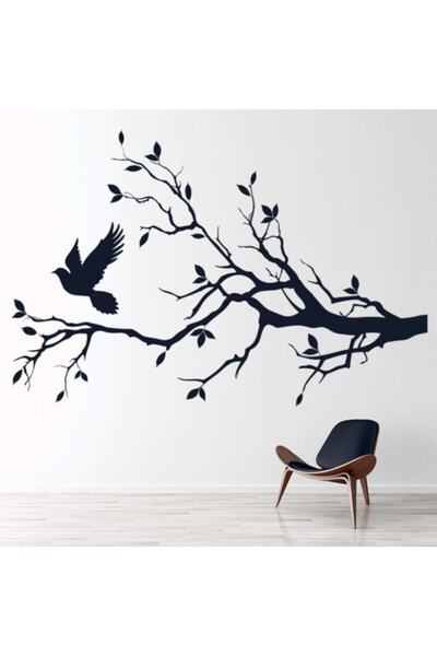 Dijitonline Ağaç Ve Kuş Desenli Sticker - Home Sticker - Duvar Sticker