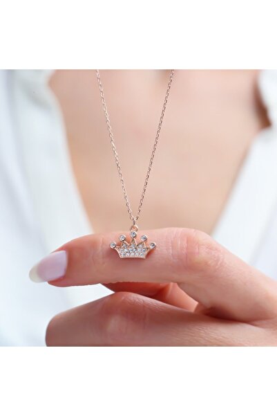 Mia Vento Işıltılı Taç Rose Renk Gümüş Kolye