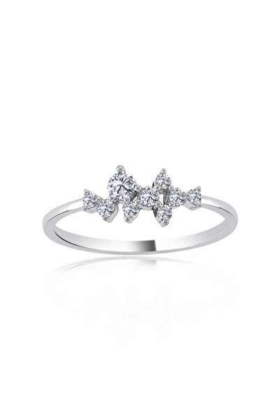 Mia Vento Kadın Asimetrik Işıltı Taşlı Gümüş Yüzük