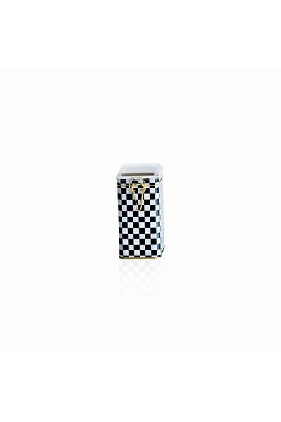 EVLE Ef043-g8 Checkers Black Patterned Rectangular Metal Storage Container 8x10 Cm