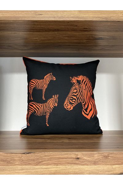 KIRLENTİM E866a Digital Printed Double Sided Patterned Throw Pillow Cover with Piping Edges