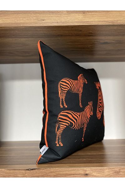 KIRLENTİM E866a Digital Printed Double Sided Patterned Throw Pillow Cover with Piping Edges