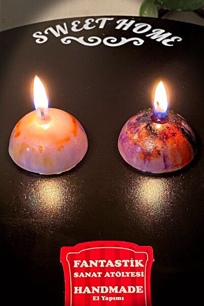 FANTASTİK SANAT ATÖLYESİ Dekoratif Hediyelik 2'li Orta Boy Gezegen Mum Seti -...