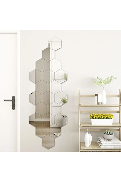 Tay home art 1mm Dekoratif Gümüş Pleksi Ayna, Duvar Süsü. Altıgen Dekoratif A...