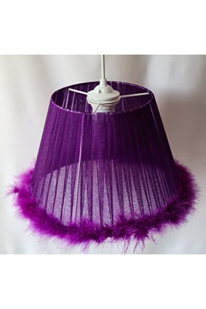 TEKAY AYDINLATMA Mor Tüylü Çocuk Odası Yatak Odası Avizesi