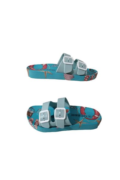GEZER Ge242-010 Unisex ανοιχτό μπλε διπλή πόρπη με αντιολισθητική σόλα καθημερινά παντόφλες περπατήματος