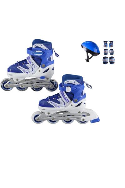 clasty Skate Blue - White with Bag, Light, Protective Set, Safe, Can Be Enlarged as You Grow Feet