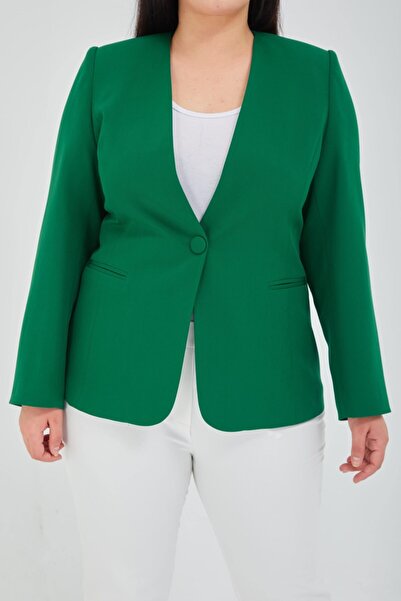 Fagi Γυναικείο πράσινο μπουφάν με μονό κουμπί με λαιμόκοψη σε σχήμα V