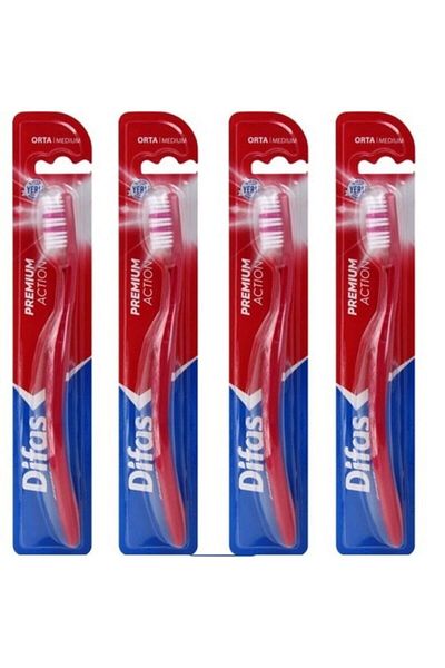 Difaş Toothbrush Medium Hard Premium Acton 4 Pieces