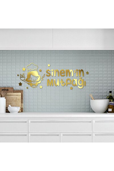 enozeli 56 X 21 Cm Isim Yazılı Mutfak Yazısı-3 Altın