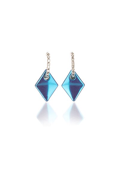 Leerybee Chrome Shiny Blue Tile Earrings