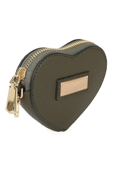 Killdeer Kadın Haki Kalp Bozuk Para Cüzdanı ve Anahtarlık  Minik El Çantası